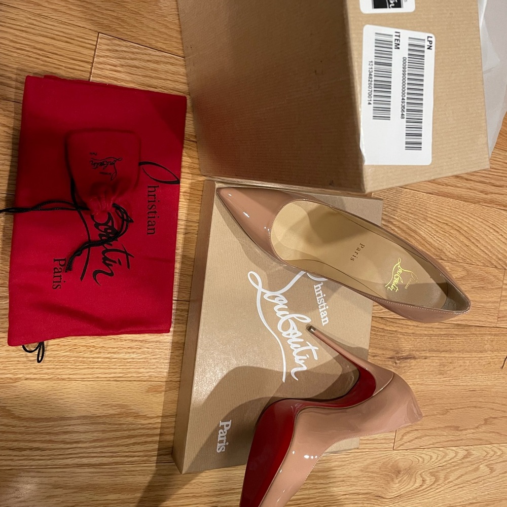 Christian Louboutin Kate 100 Patent Nude heels